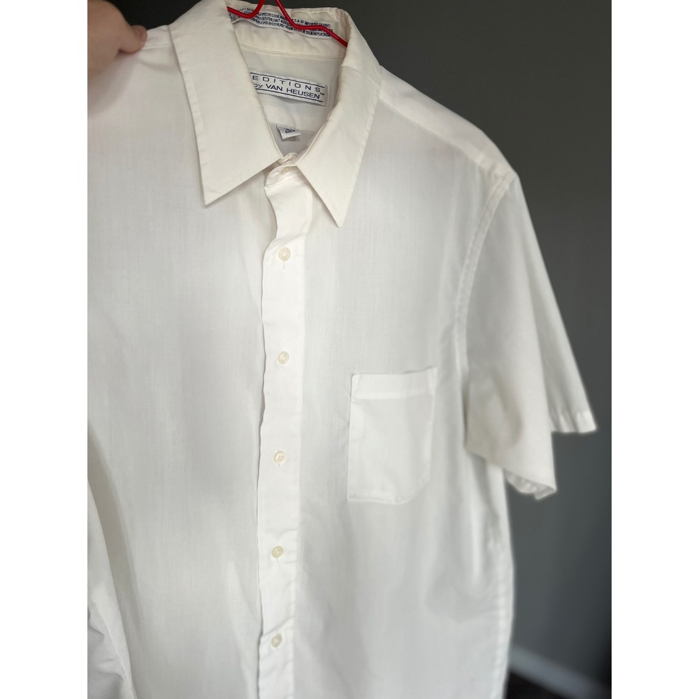 Editions by Van Heusen Men's Cream Short Sleeve Button Up Shirt Size 16